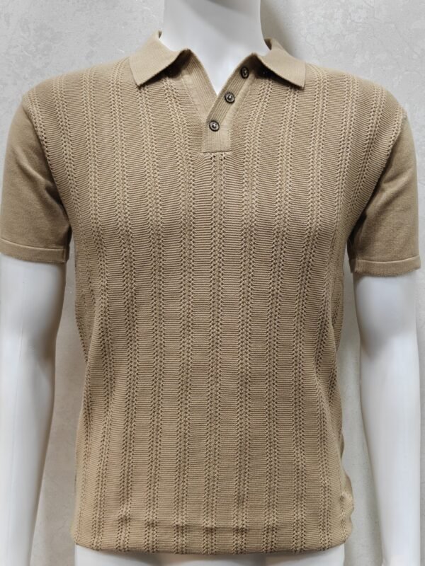 Men’s Textured Knitted Polo T-Shirt