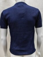 Men’s Navy Blue Knitted Mock Neck T-Shirt