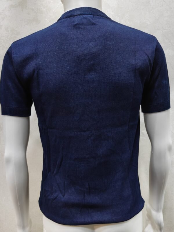 Men’s Navy Blue Knitted Mock Neck T-Shirt