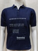 Men’s Navy Blue Polo T-Shirt – Motivational Typography Print