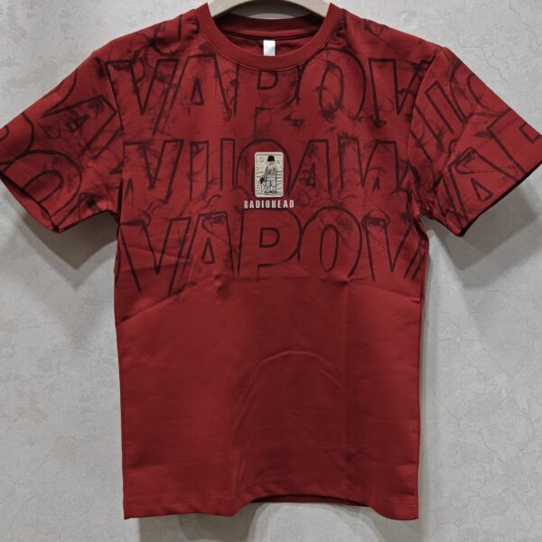 Men’s Round Neck Graphic T-Shirt – Red “Vapor”