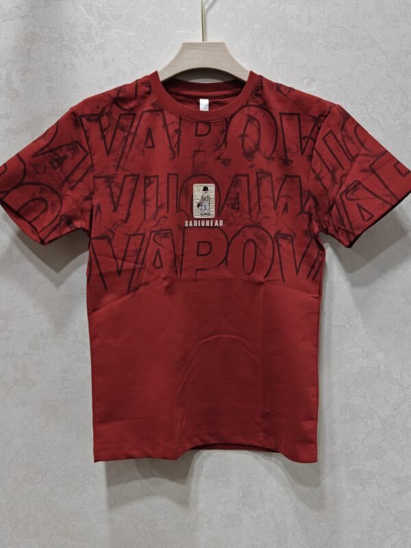 Men’s Round Neck Graphic T-Shirt – Red “Vapor”