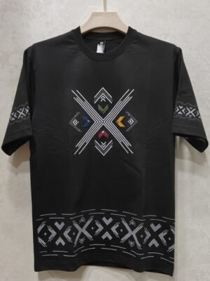 Geo-X Emblem Border Tee – Crew Neck Half Sleeve T-Shirt
