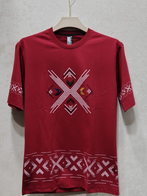 Geo-X Emblem Border Tee – Crew Neck Half Sleeve T-Shirt