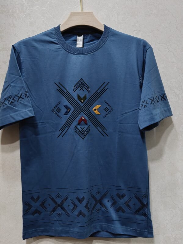 Geo-X Emblem Border Tee – Crew Neck Half Sleeve T-Shirt