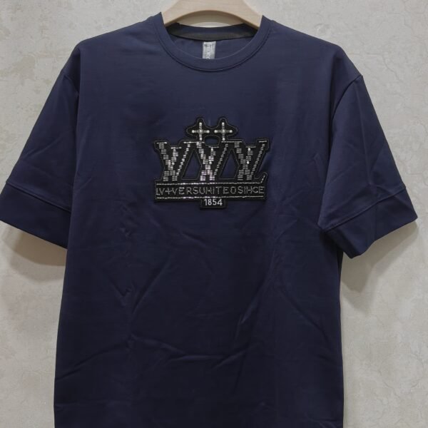 Crown Monogram Patch Tee – Men’s Crew Neck Half Sleeve T-Shirt