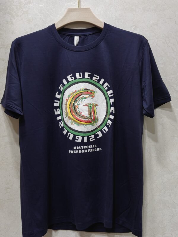 Paint-Splash “G” Circle Logo Tee – Navy Crew Neck Half Sleeve T-Shirt