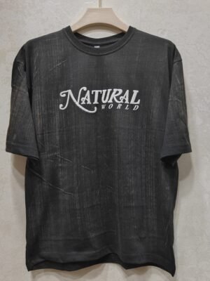 Natural World Vintage-Wash Tee – Charcoal Black