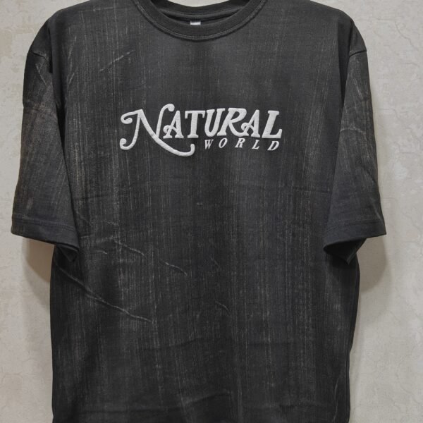 Natural World Vintage-Wash Tee – Charcoal Black