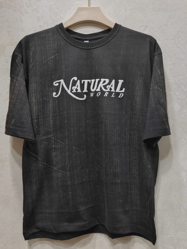 Natural World Vintage-Wash Tee – Charcoal Black