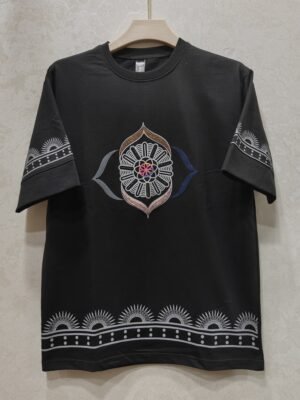 Midnight Mandala Border Tee – Black
