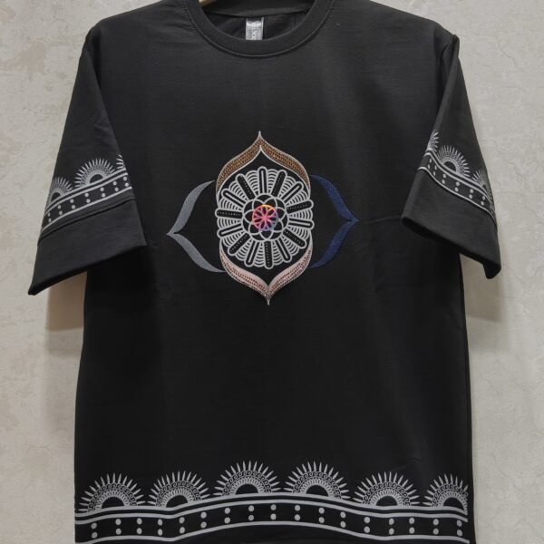 Midnight Mandala Border Tee – Black