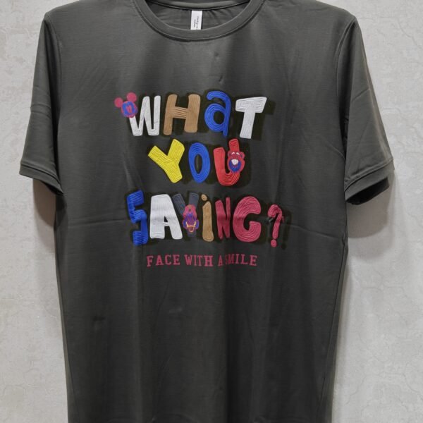 “What You Saving?” Pop-Color Text Tshirt