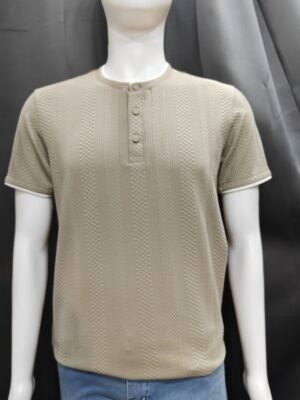 Textured Stripe Henley Tee