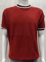 Rib-Stripe Collar Knit Tee