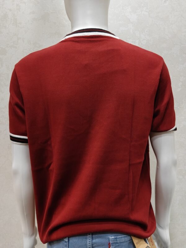 Rib-Stripe Collar Knit Tee