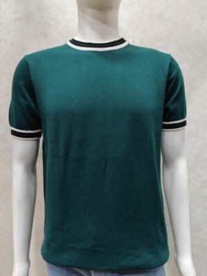 Rib-Stripe Collar Knit Tee