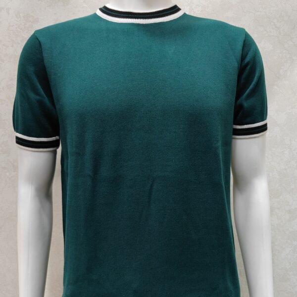Rib-Stripe Collar Knit Tee
