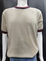 Rib-Stripe Collar Knit Tee
