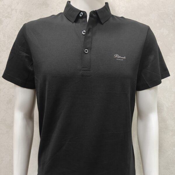 Classic Solid Polo T-Shirt - Minimal Chest Embroidery (Black)