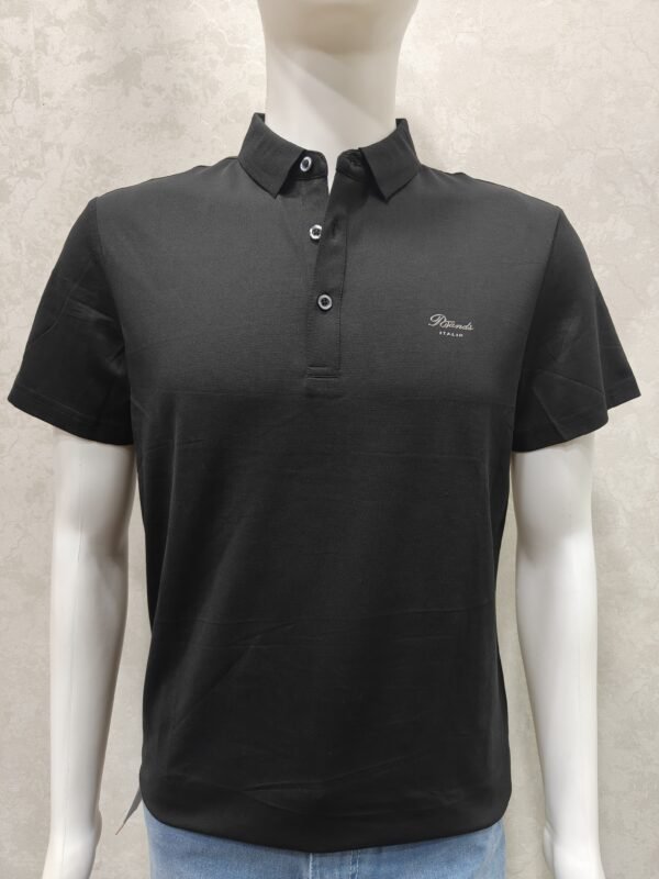 Classic Solid Polo T-Shirt - Minimal Chest Embroidery (Black)