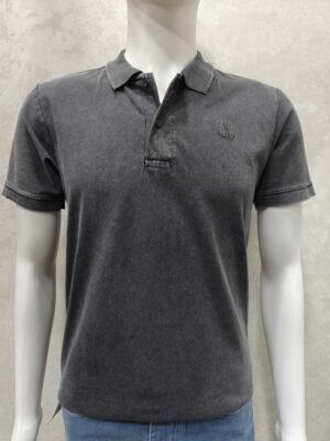 Washed Finish Half Sleeve Collar Tee