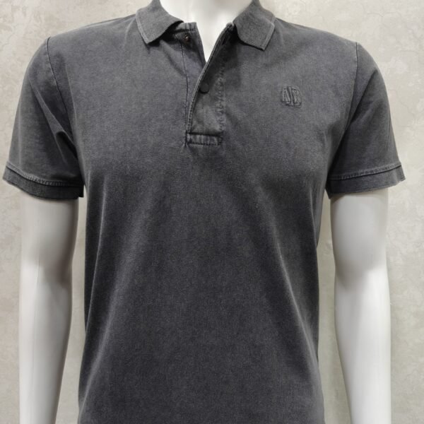 Washed Finish Half Sleeve Collar Tee
