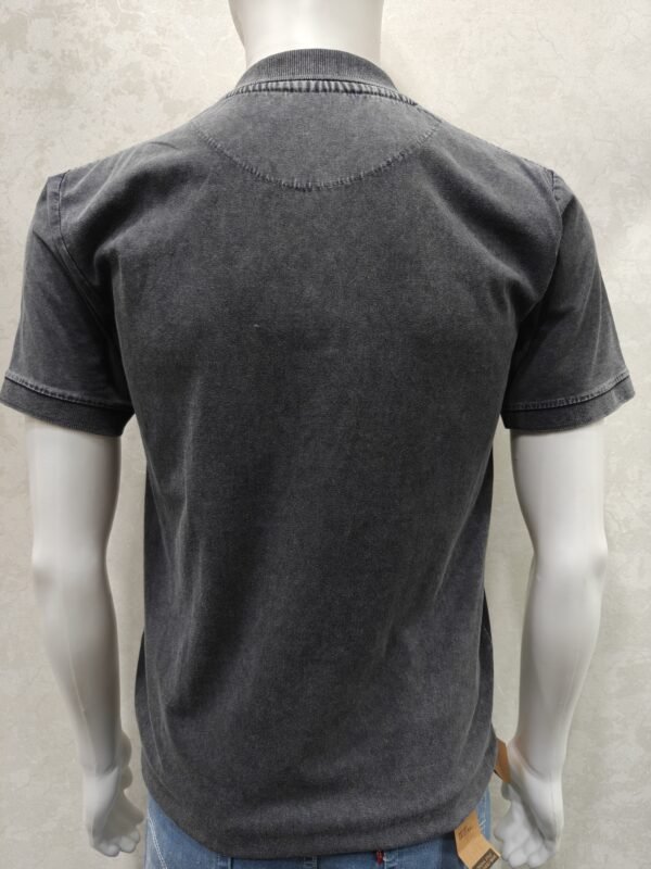 Washed Finish Half Sleeve Collar Tee