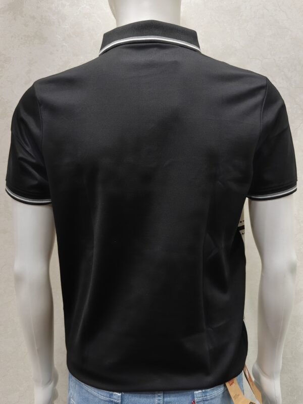 Collar T-Shirt – Black & White Stripe Panel