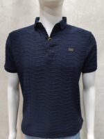 Textured Zigzag Knit  - Half Sleeve Rib Collar