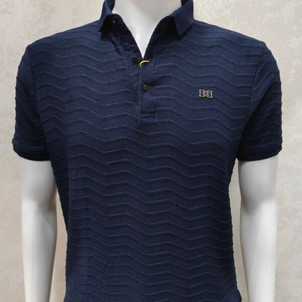 Textured Zigzag Knit  - Half Sleeve Rib Collar