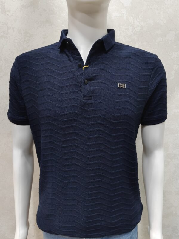 Textured Zigzag Knit  - Half Sleeve Rib Collar