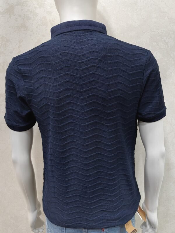 Textured Zigzag Knit  - Half Sleeve Rib Collar