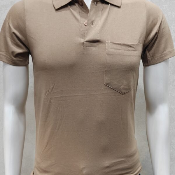 Sand Beige Pocket Polo T-Shirt