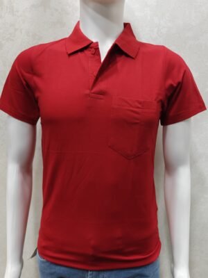 Crimson Red Pocket Polo T-Shirt