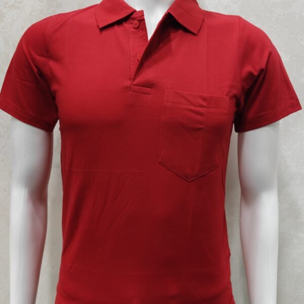 Crimson Red Pocket Polo T-Shirt