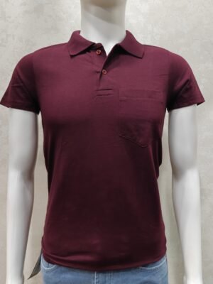 Wine Maroon Pocket Polo T-Shirt