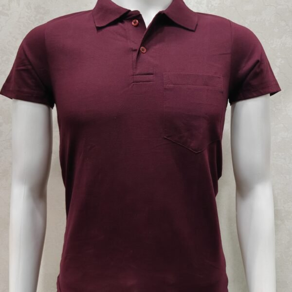 Wine Maroon Pocket Polo T-Shirt
