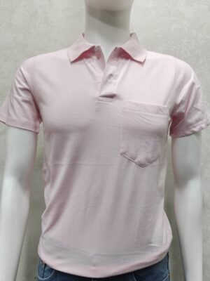 Soft Blush Pink Pocket Polo T-Shirt
