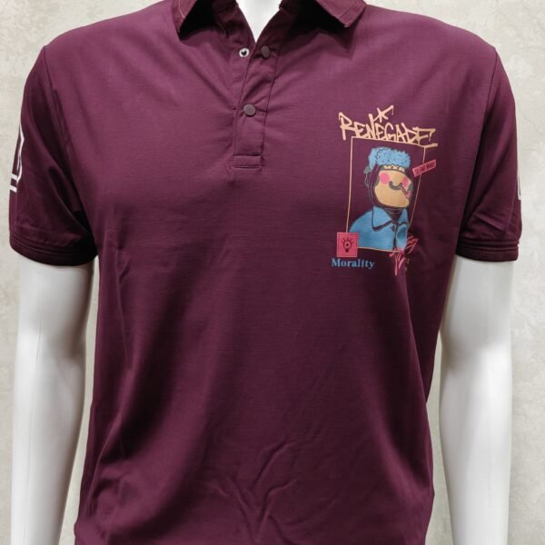 Maroon Graphic Polo T‑Shirt
