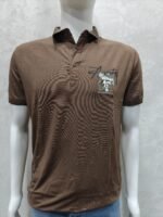 “Who Am I?” Coffee‑Brown Graphic Polo