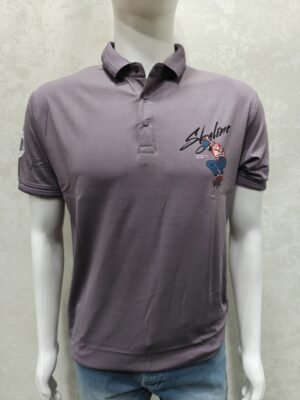 “Skyline Rider” Slate‑Grey Graphic Polo