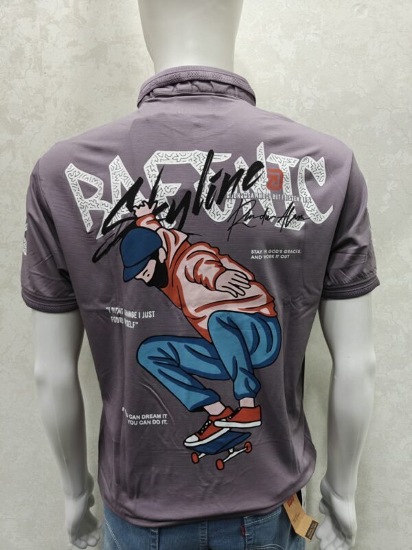 “Skyline Rider” Slate‑Grey Graphic Polo