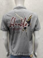 Ash‑Grey Embroidered Polo T‑Shirt 