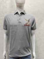 Ash‑Grey Embroidered Polo T‑Shirt 