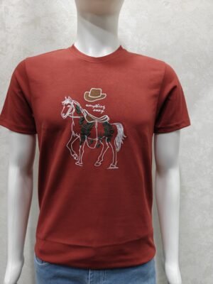 Rust Red Half Round Neck T‑Shirt