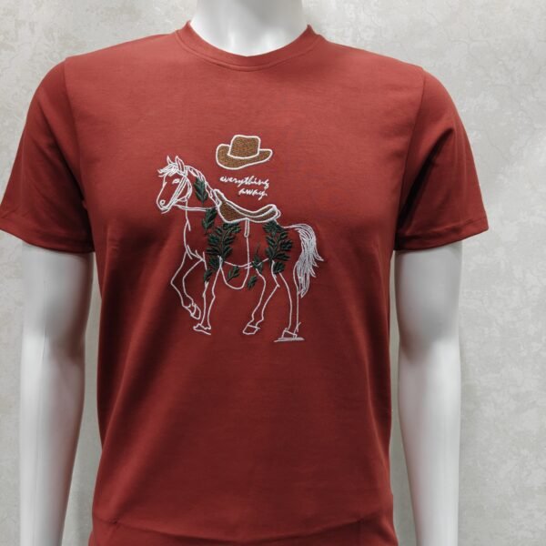 Rust Red Half Round Neck T‑Shirt