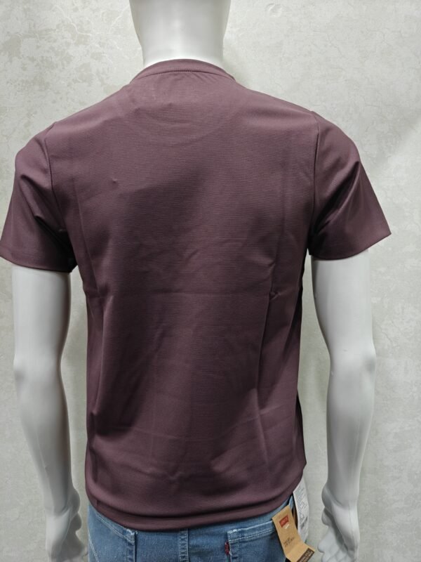 Maroon Half Round Neck T‑Shirt