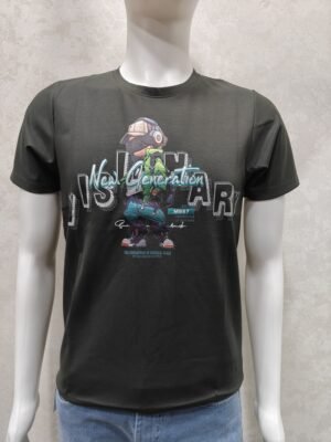 Jet Black Half Round Neck T‑Shirt