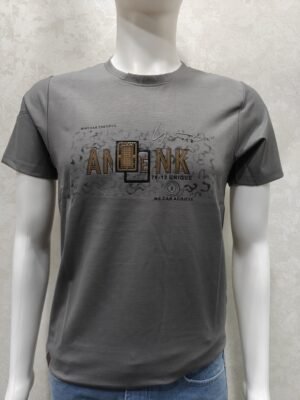 Graphite Grey Half Round Neck T‑Shirt